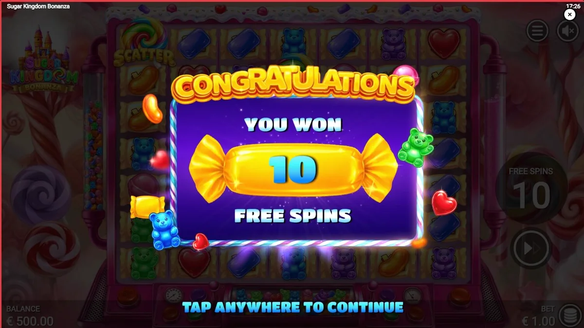 Tampilan visual slot Sugar Kingdom Bonanza dengan tema permen dan kastil fantasi