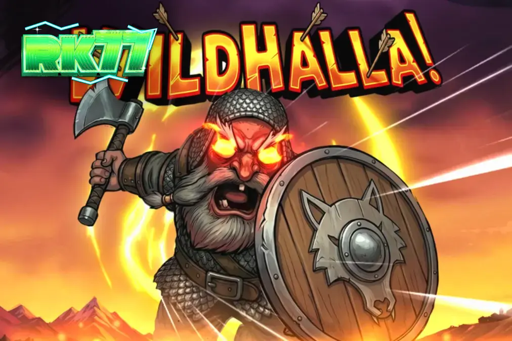 Tampilan visual slot Wildhalla dengan latar belakang bertema Viking dan simbol-simbol mitologi Norse.